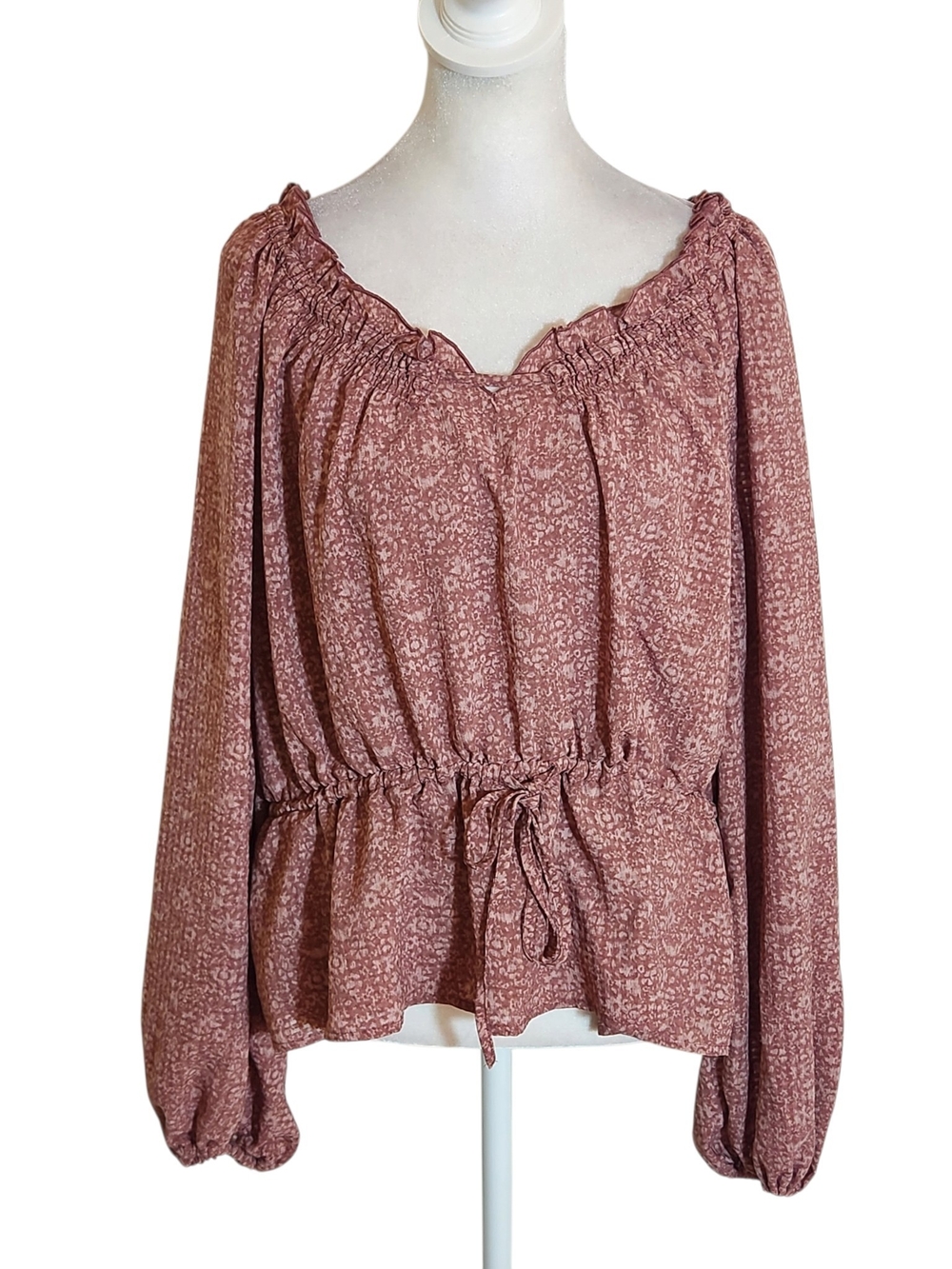 Universal Thread Pink Print Boho Blouse Size XL
